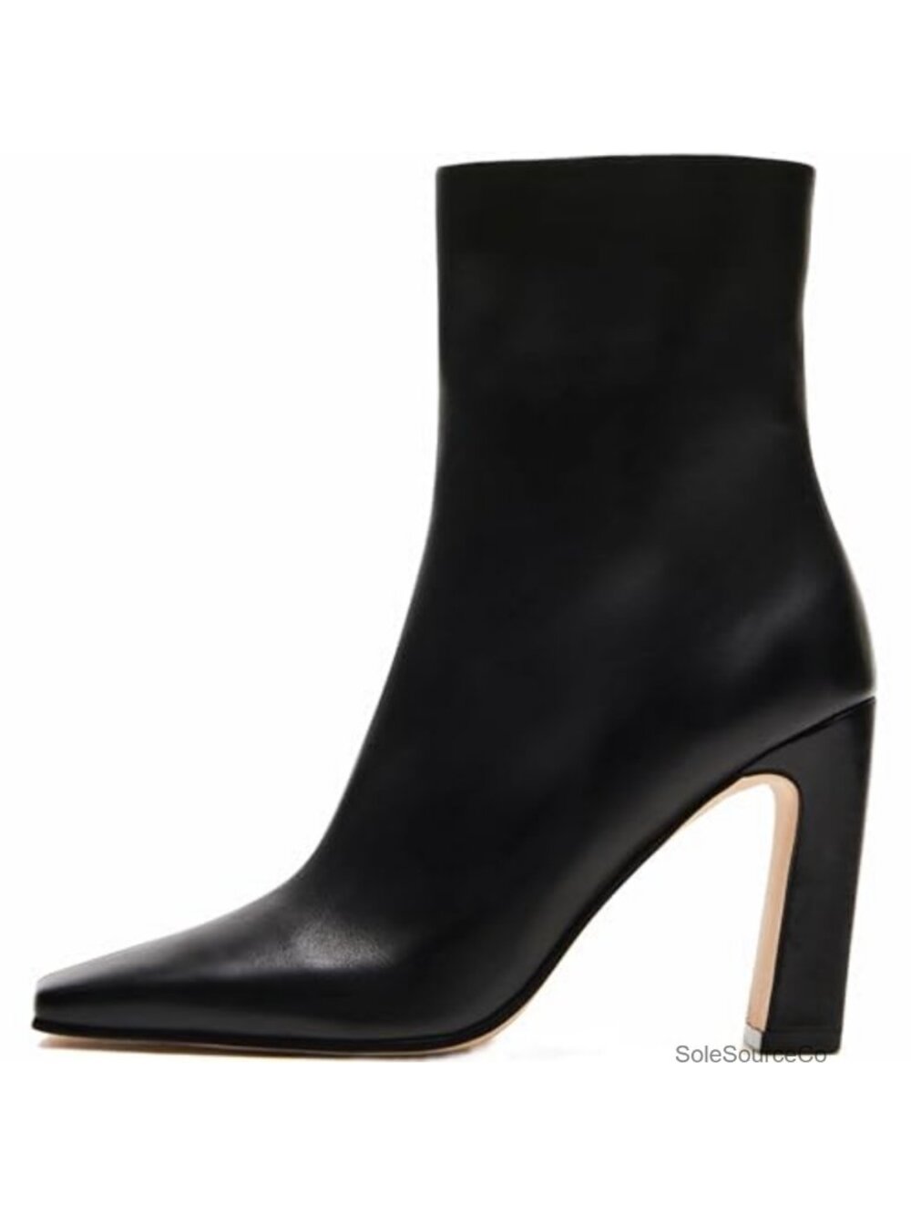 Women's Square Toe Block Heel Ankle Booties Faux Leather 3.5 Inch Chunky Heels